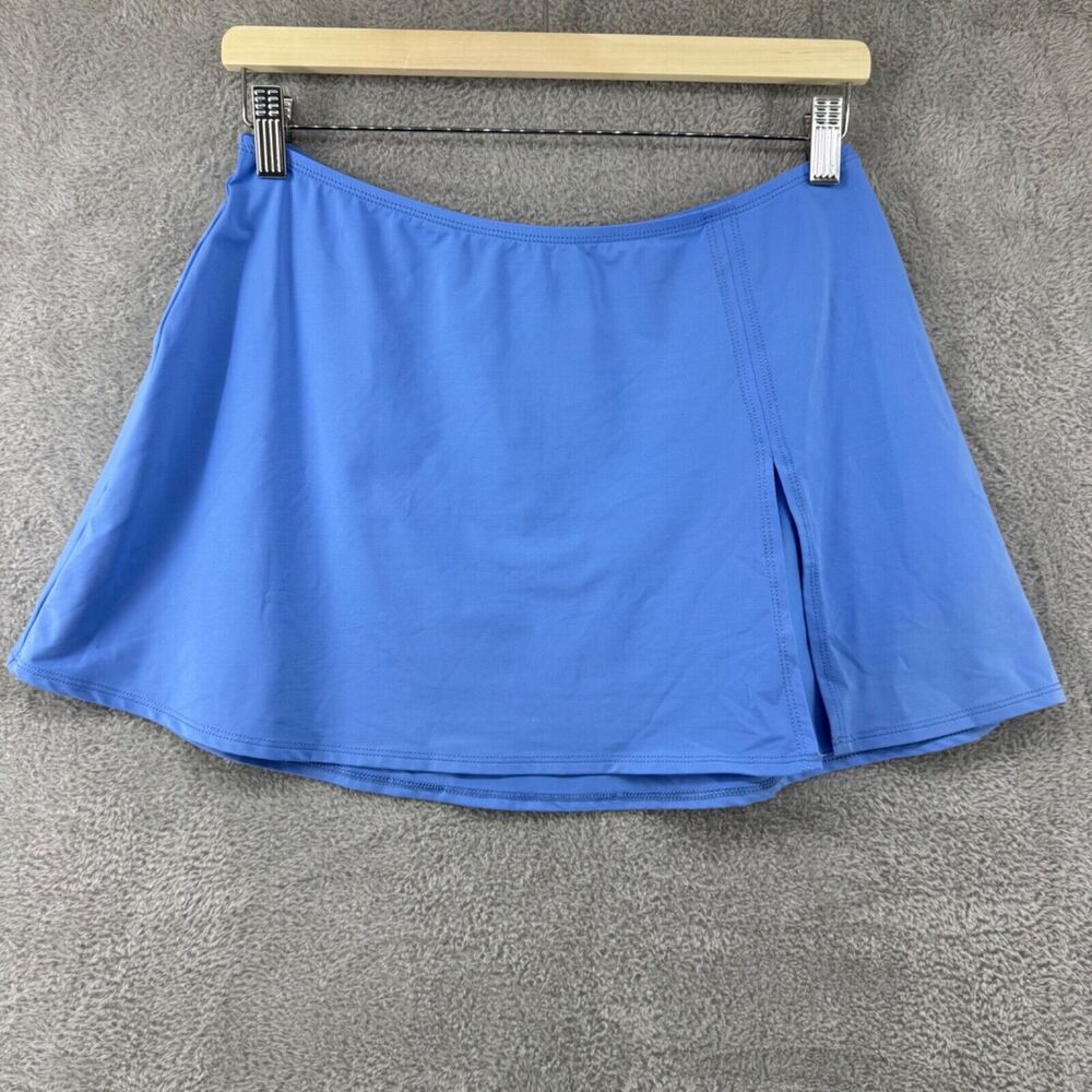 La Blanca by Rod Beattie Skirt Womens M Blue A-Line Mini Slit Pull-On Elastic